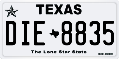 TX license plate DIE8835