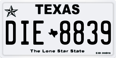 TX license plate DIE8839