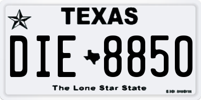 TX license plate DIE8850