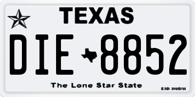 TX license plate DIE8852
