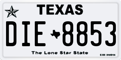 TX license plate DIE8853