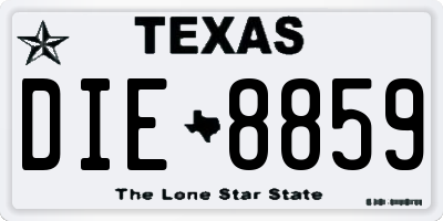 TX license plate DIE8859