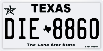 TX license plate DIE8860