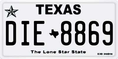 TX license plate DIE8869