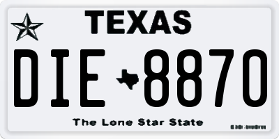 TX license plate DIE8870