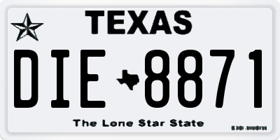 TX license plate DIE8871