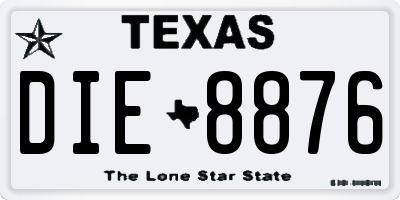 TX license plate DIE8876