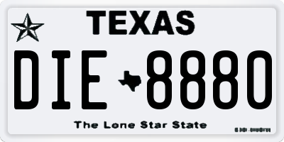 TX license plate DIE8880