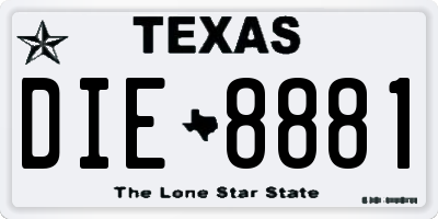 TX license plate DIE8881