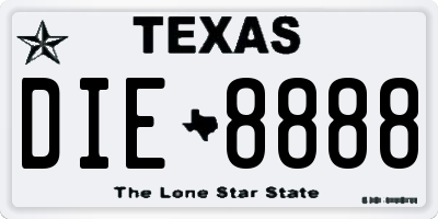 TX license plate DIE8888