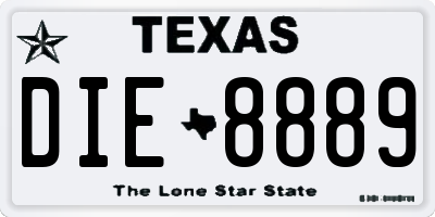 TX license plate DIE8889
