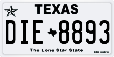 TX license plate DIE8893