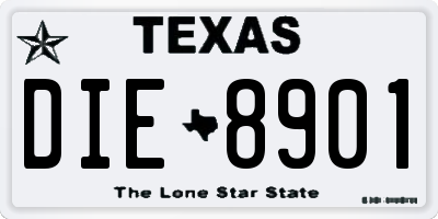 TX license plate DIE8901