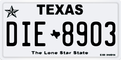 TX license plate DIE8903