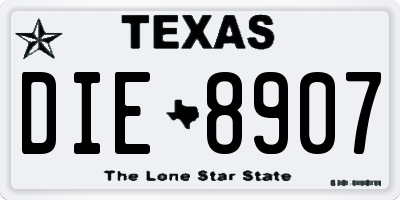 TX license plate DIE8907