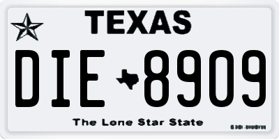 TX license plate DIE8909