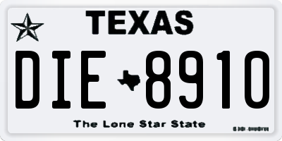 TX license plate DIE8910