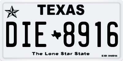 TX license plate DIE8916