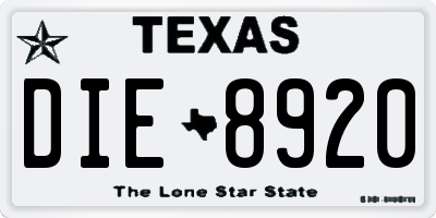 TX license plate DIE8920