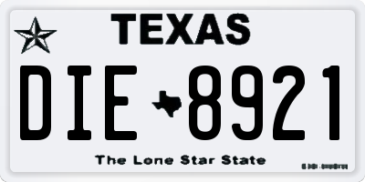TX license plate DIE8921