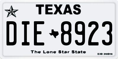 TX license plate DIE8923