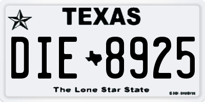 TX license plate DIE8925