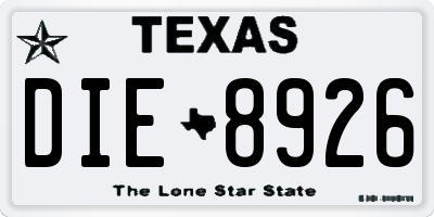 TX license plate DIE8926
