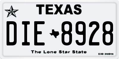 TX license plate DIE8928