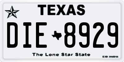 TX license plate DIE8929