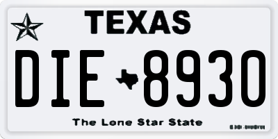 TX license plate DIE8930