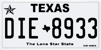 TX license plate DIE8933