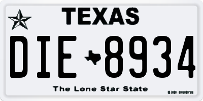 TX license plate DIE8934