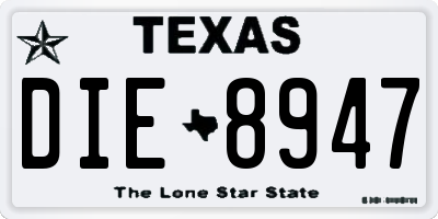 TX license plate DIE8947