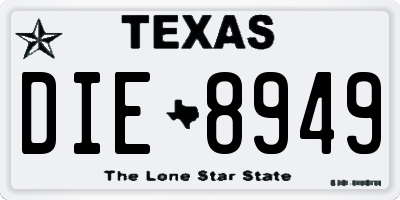 TX license plate DIE8949