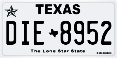 TX license plate DIE8952