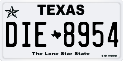 TX license plate DIE8954