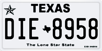 TX license plate DIE8958