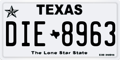 TX license plate DIE8963
