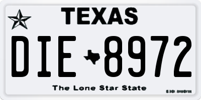 TX license plate DIE8972