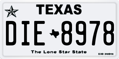TX license plate DIE8978
