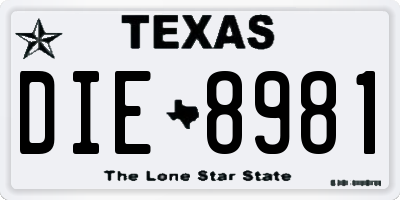 TX license plate DIE8981