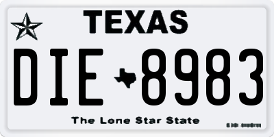 TX license plate DIE8983