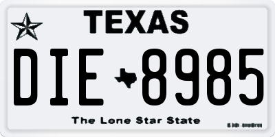 TX license plate DIE8985