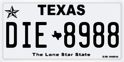 TX license plate DIE8988