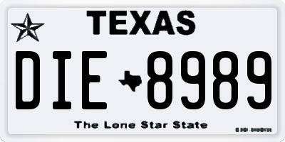 TX license plate DIE8989