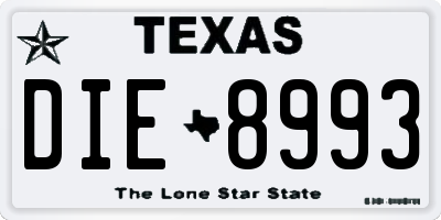 TX license plate DIE8993