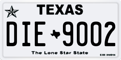 TX license plate DIE9002
