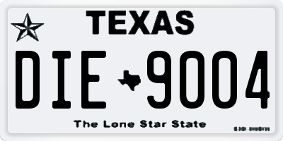 TX license plate DIE9004