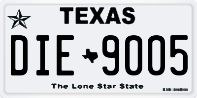 TX license plate DIE9005