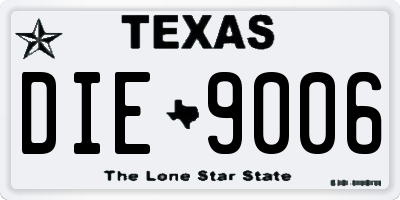 TX license plate DIE9006